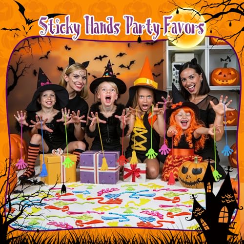 PICcircuit 60-Pack Stretchy Sticky Hands and Feet – Rainbow TPR Party Favors for Kids Ages 4-8, Goodie Bag Stuffers, Classroom Prizes, Birthday Supplies