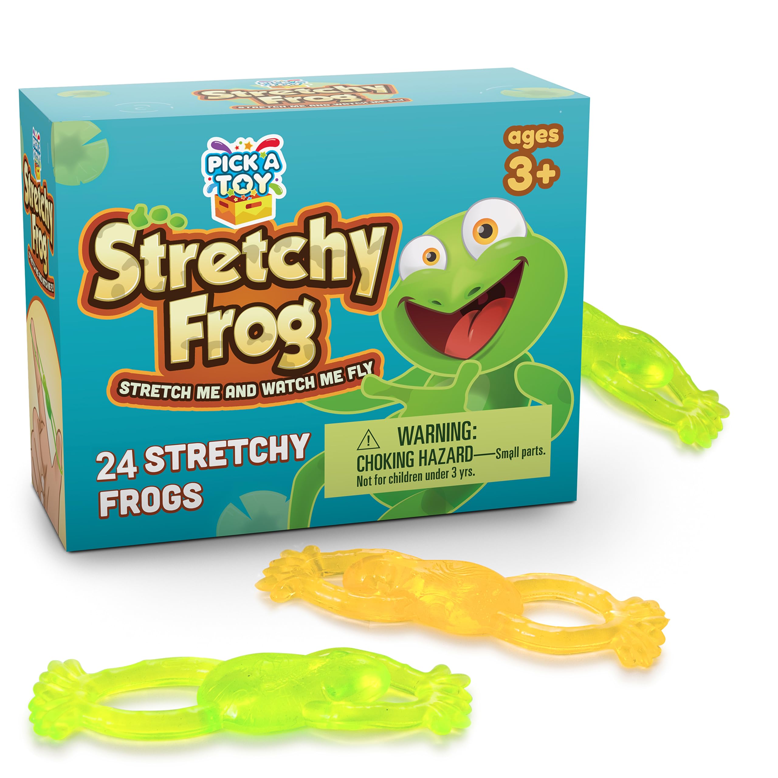 PICK A TOY Sticky Frog Toys 24 Pack – Stretchy Wall Crawlers for Party Favors, Piñata Fillers, and Classroom Rewards