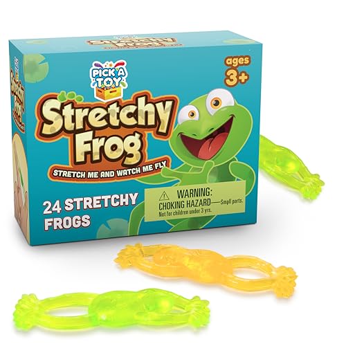 PICK A TOY Sticky Frog Toys 24 Pack – Stretchy Wall Crawlers for Party Favors, Piñata Fillers, and Classroom Rewards