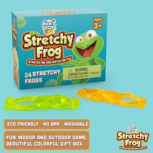 PICK A TOY Sticky Frog Toys 24 Pack – Stretchy Wall Crawlers for Party Favors, Piñata Fillers, and Classroom Rewards