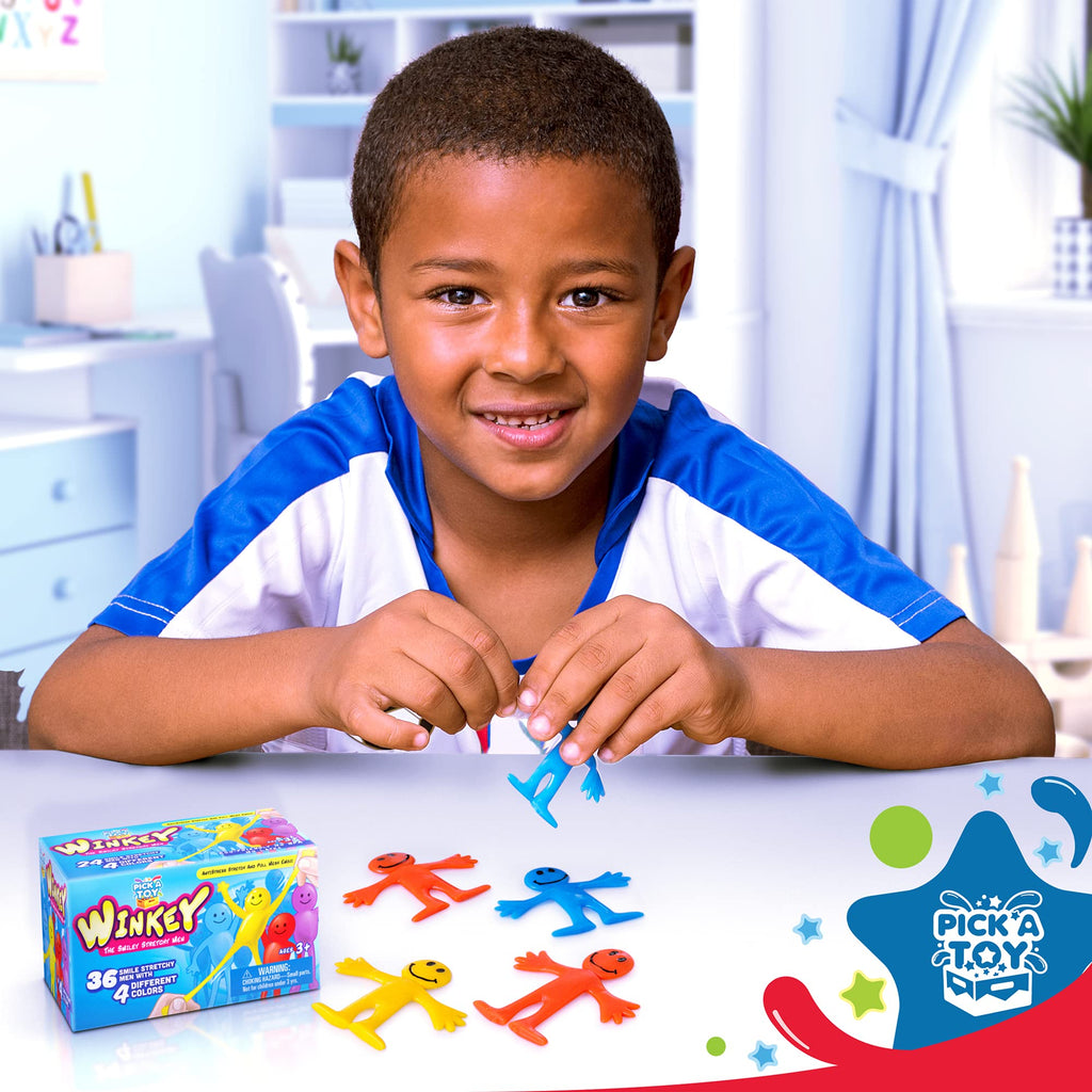 Pick A Toy Sticky Stretchy Happy Man Toys - Set of 36 Party Favors, Classroom Prizes & Sensory Fidget Toys