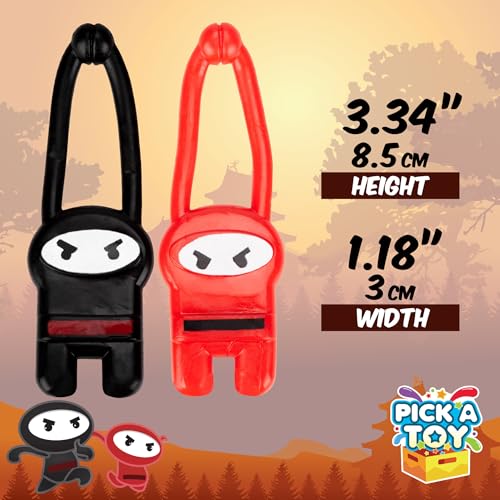 PICK A TOY Stretchy Flying Ninja Slingshot 12-Pack – Sticky Party Favors for Kids Ages 3+, BPA-Free, Washable