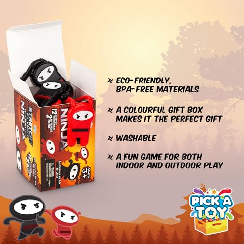 PICK A TOY Stretchy Flying Ninja Slingshot 12-Pack – Sticky Party Favors for Kids Ages 3+, BPA-Free, Washable
