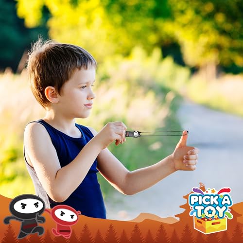 PICK A TOY Stretchy Flying Ninja Slingshot 12-Pack – Sticky Party Favors for Kids Ages 3+, BPA-Free, Washable