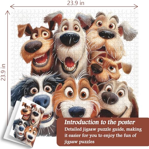 PICKFORU 1000-Piece Funny Dog Jigsaw Puzzle for Adults – Smiling Puppy Theme, Large 23.85" x 23.85"