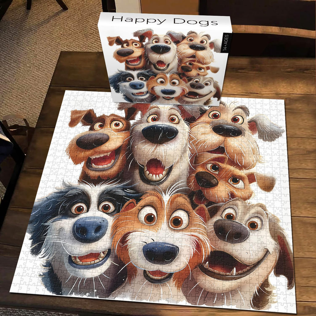 PICKFORU 1000-Piece Funny Dog Jigsaw Puzzle for Adults – Smiling Puppy Theme, Large 23.85" x 23.85"