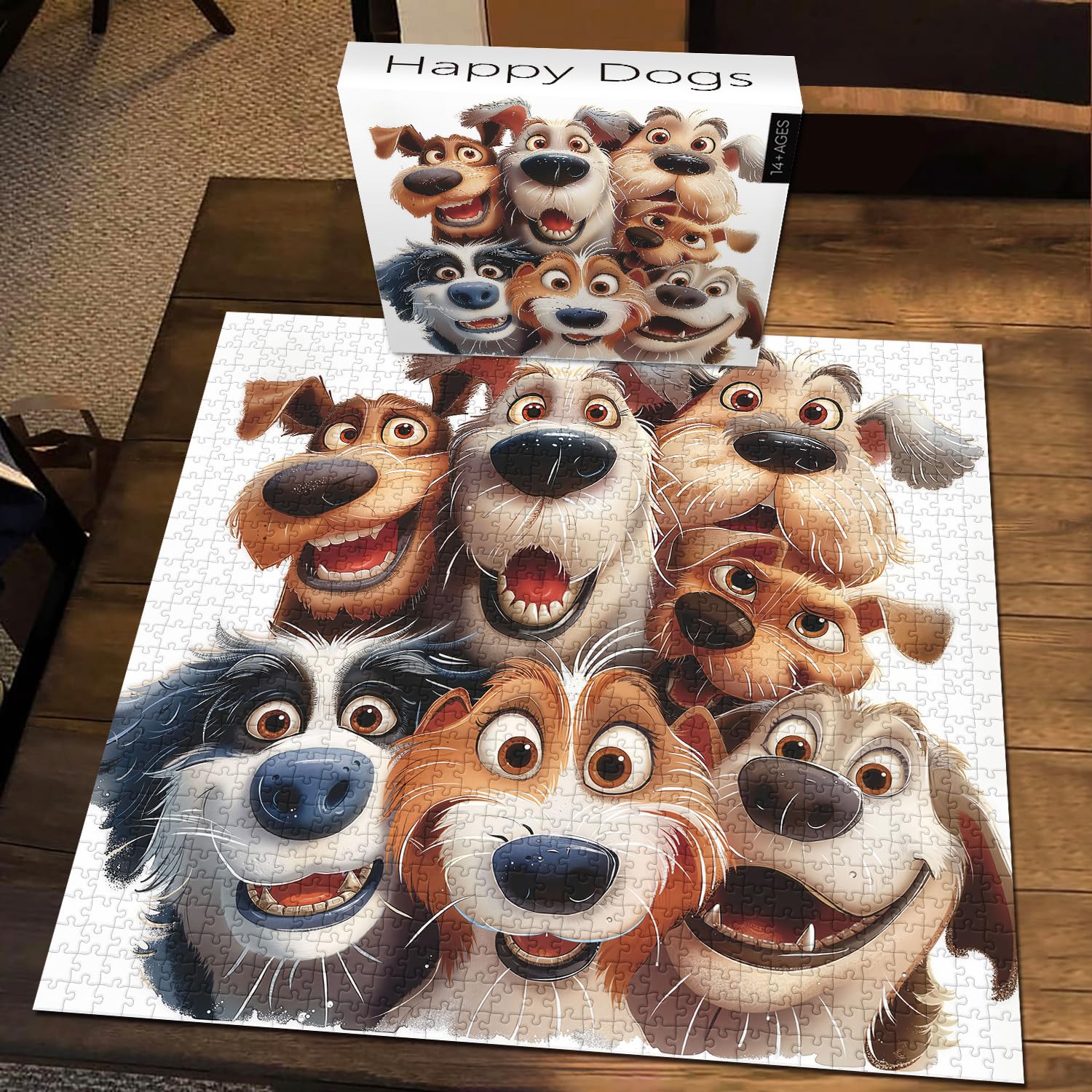 PICKFORU 1000-Piece Funny Dog Jigsaw Puzzle for Adults – Smiling Puppy Theme, Large 23.85" x 23.85"