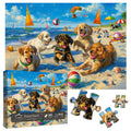 PICKFORU 1000 Piece Funny Dog Puzzle – Beach Scene Cute Puppy Jigsaw for Adults, 27.5x19.7 Inches