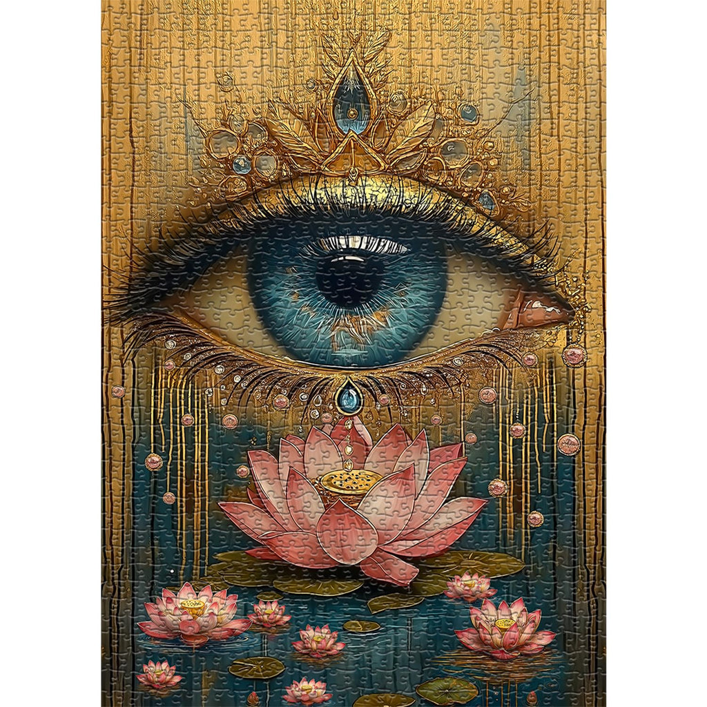 PICKFORU 1000 Piece Lotus Eye Jigsaw Puzzle – Vintage Flower Art, 50x70 cm