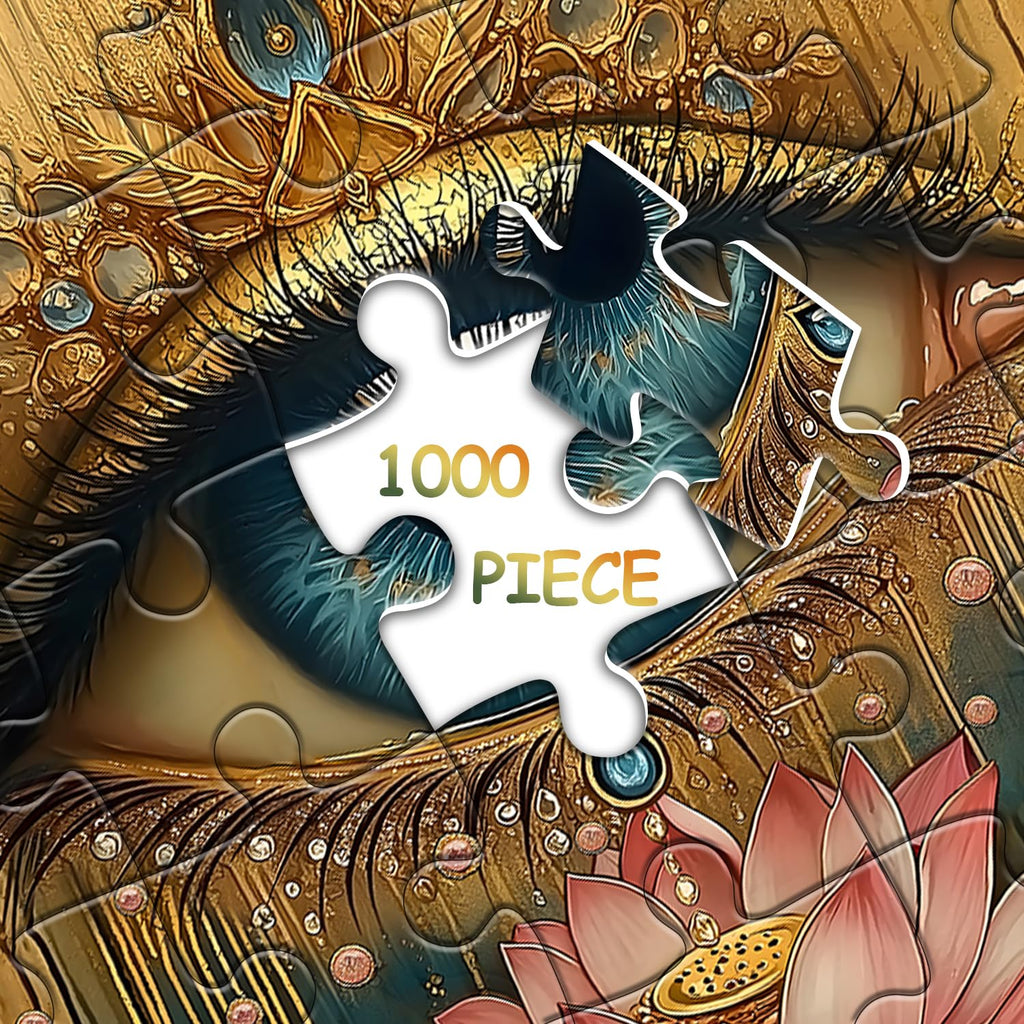 PICKFORU 1000 Piece Lotus Eye Jigsaw Puzzle – Vintage Flower Art, 50x70 cm