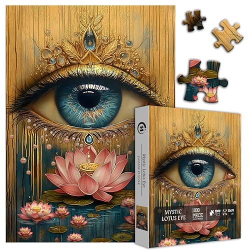 PICKFORU 1000 Piece Lotus Eye Jigsaw Puzzle – Vintage Flower Art, 50x70 cm