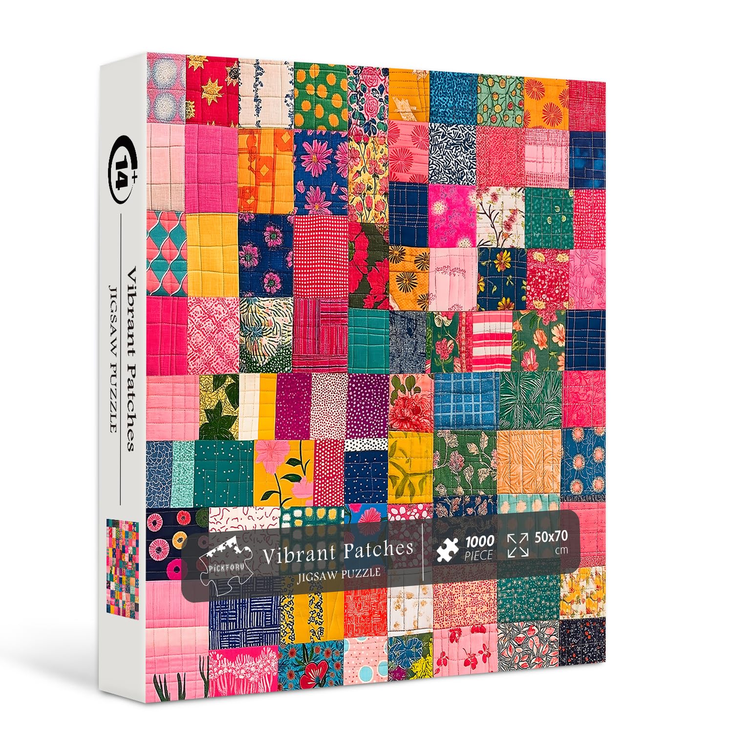 PICKFORU 1000 Piece Patchwork Flower Puzzle - Vintage Quilt Art Jigsaw for Adults, 27.5x19.7 Inch
