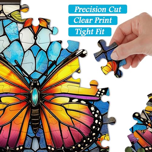 PICKFORU 1000 Piece Stained Glass Butterfly Puzzle – Colorful Wall Art for Adults