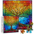 PICKFORU 1000 Piece Stained Glass Tree of Life Puzzle – Rainbow Mosaic Jigsaw for Adults