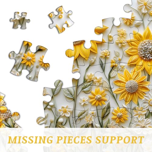 PICKFORU 1000-Piece Sunflower Puzzle for Adults – Challenging Nature Jigsaw with Golden Wildflower Art