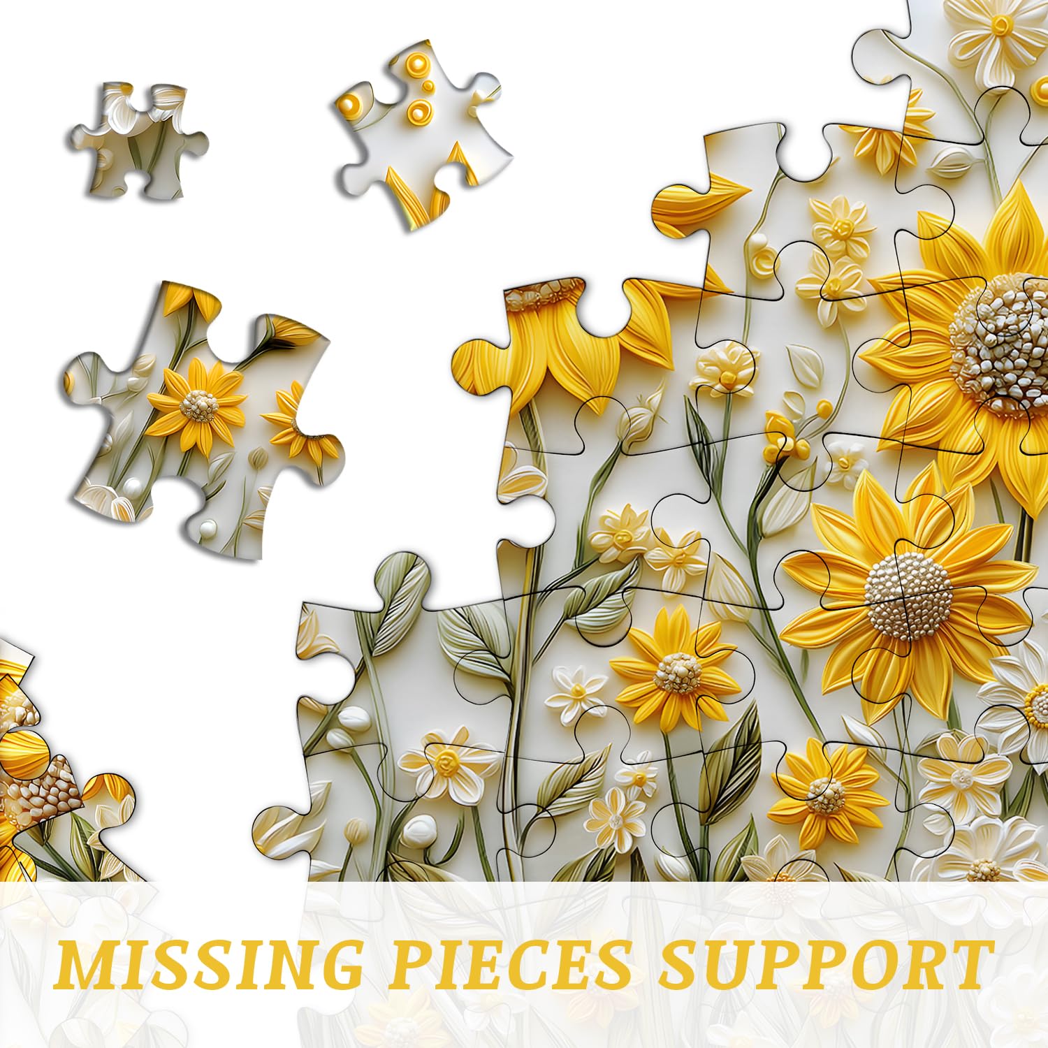 PICKFORU 1000-Piece Sunflower Puzzle for Adults – Challenging Nature Jigsaw with Golden Wildflower Art