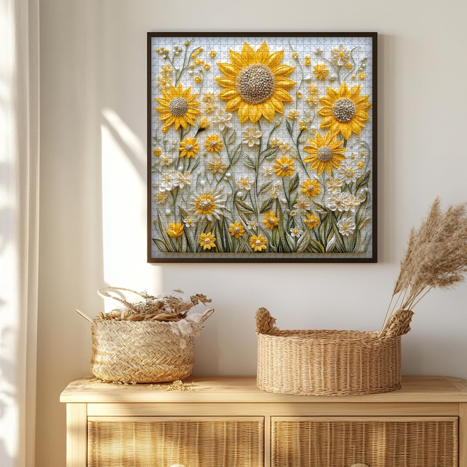 PICKFORU 1000-Piece Sunflower Puzzle for Adults – Challenging Nature Jigsaw with Golden Wildflower Art