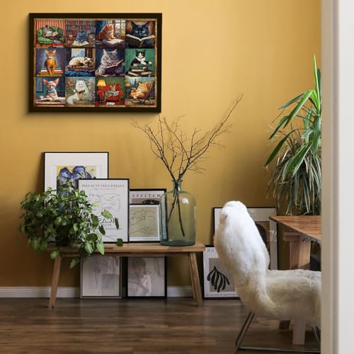 PICKFORU 1000-Piece Vintage Cat Puzzle – Retro Animal Jigsaw for Adults