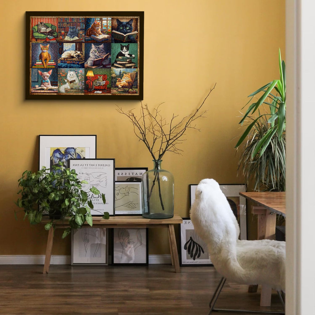 PICKFORU 1000-Piece Vintage Cat Puzzle – Retro Animal Jigsaw for Adults