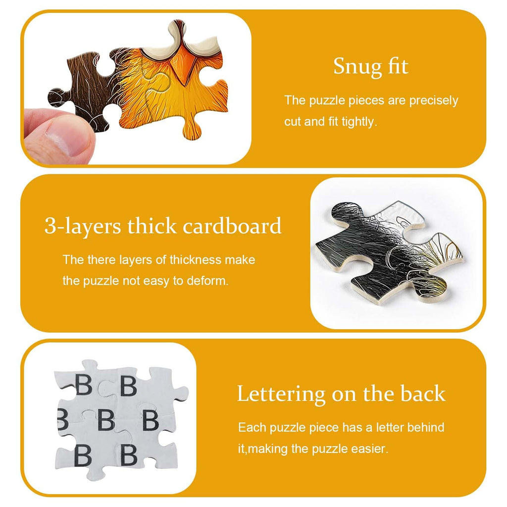 PICKFORU Funny Chicken Puzzle 1000 Pieces – Abstract Rooster Jigsaw with Lettered Back