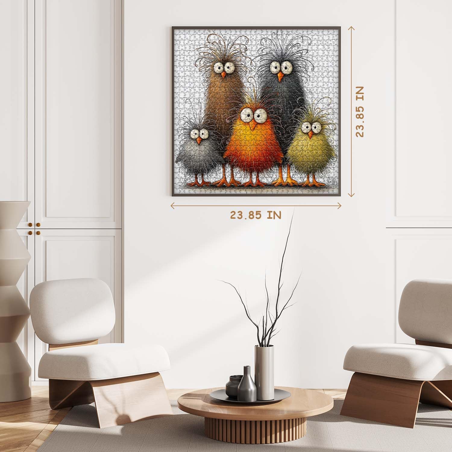 PICKFORU Funny Chicken Puzzle 1000 Pieces – Abstract Rooster Jigsaw with Lettered Back