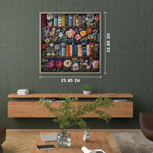 PICKFORU Wildflower Pages 1000 Piece Jigsaw Puzzle – Embroidery-Style Floral Bookshelf Decor for Adults