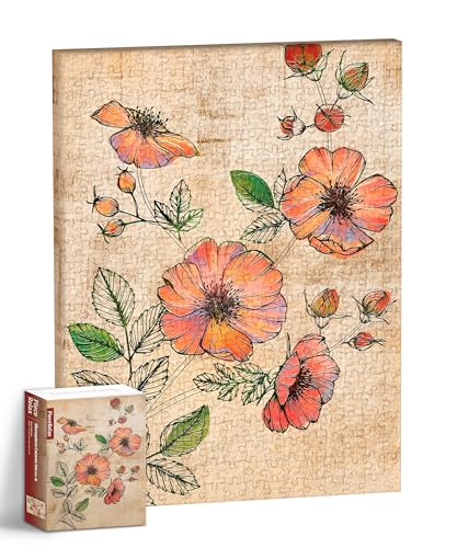 PieceRelax Retro Wild Rose Canvas Wall Art Puzzle - 366 Plastic Pieces for Adults - Unique Home Décor Gift [HN1301]