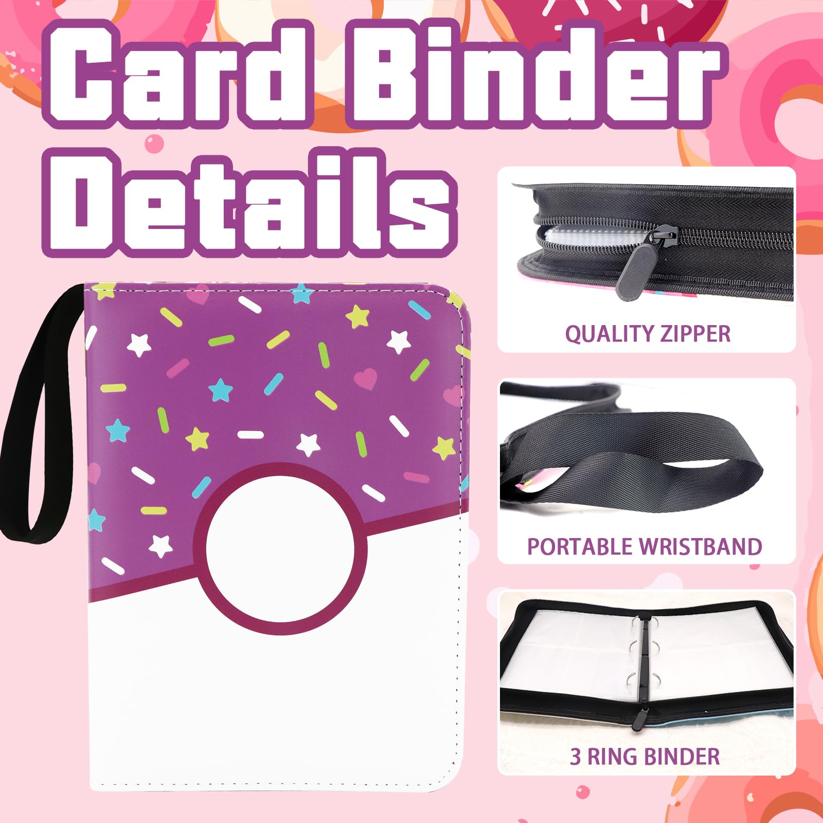 Piefectpie Purple Donut 400-Pocket Card Binder for Standard Trading Cards
