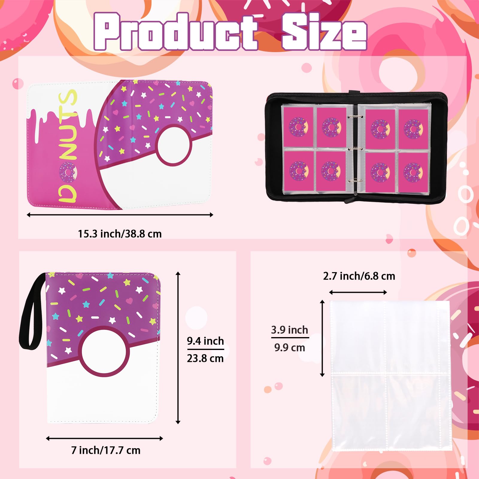 Piefectpie Purple Donut 400-Pocket Card Binder for Standard Trading Cards
