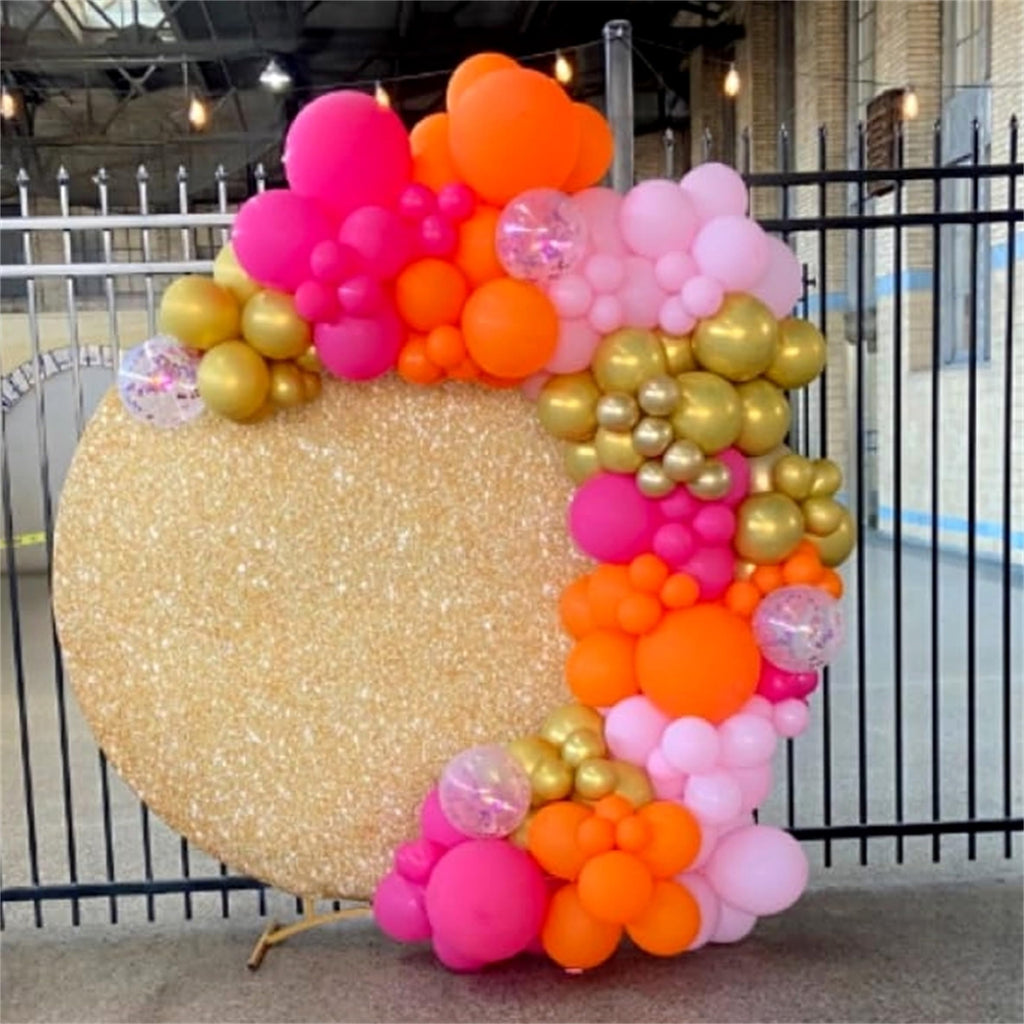 Pink and Orange Balloon Arch Kit – 122 Pcs with Gold, Glue Dots & String for Summer Tropical Party