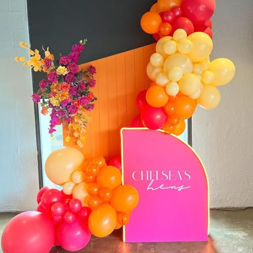 Pink and Yellow Boho Balloon Set - 35 Latex Balloons in Dusty Pink, Blush, Maca Orange, Yellow for Boho Daisy Groovy Fall Birthday Bridal Shower
