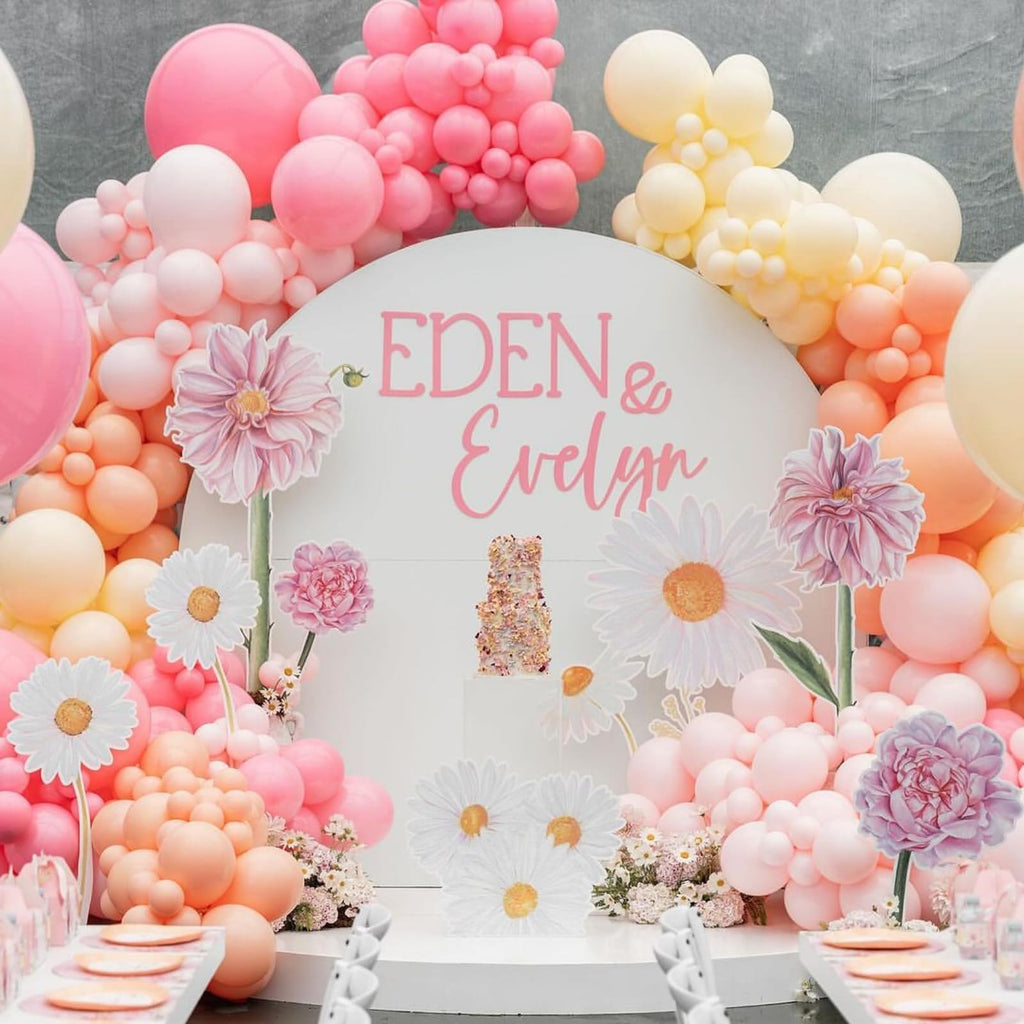 Pink and Yellow Boho Balloon Set - 35 Latex Balloons in Dusty Pink, Blush, Maca Orange, Yellow for Boho Daisy Groovy Fall Birthday Bridal Shower