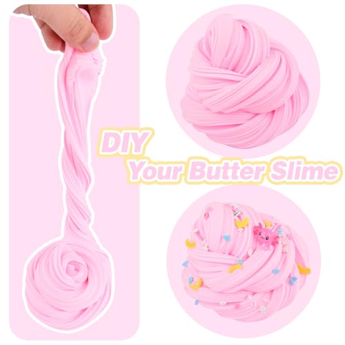 Pink Axolotl Butter Slime Kit - 300ml Scented Slime with Charm & Stickers for Kids