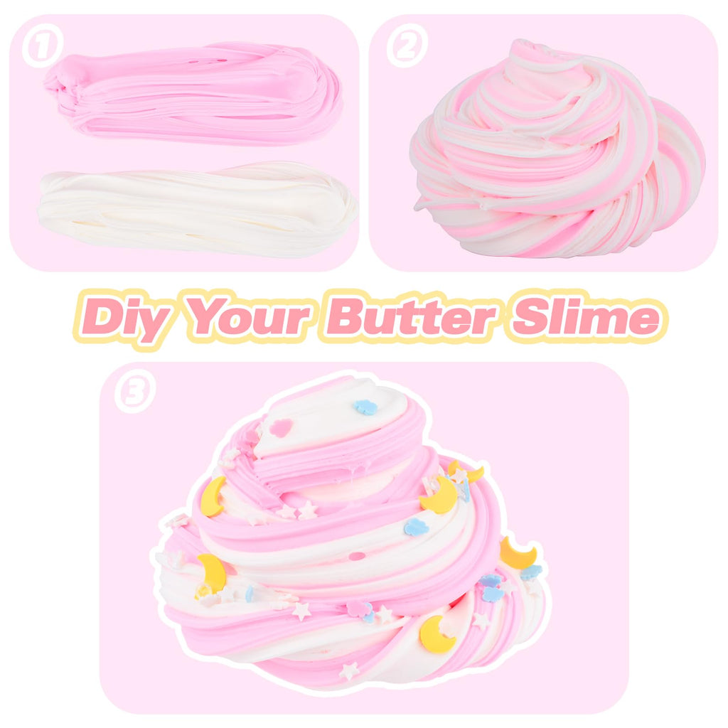 Pink Axolotl Butter Slime Kit - 300ml Scented Slime with Charm & Stickers for Kids
