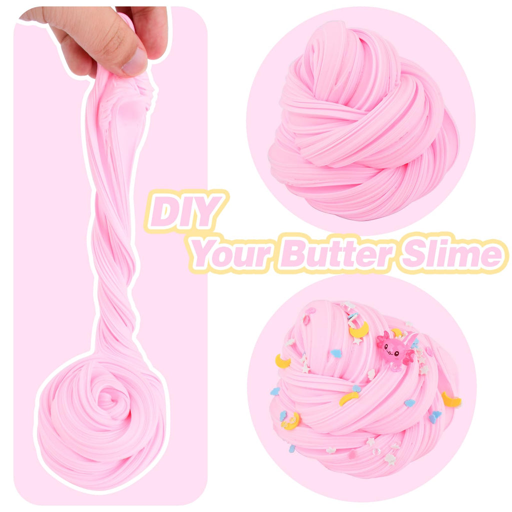 Pink Axolotl Butter Slime Kit - 300ml Scented Slime with Charm & Stickers for Kids
