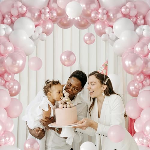 Pink Balloon Arch Kit 108-Piece Double Stuffed Balloon Garland for Birthday Baby Shower Wedding Decor