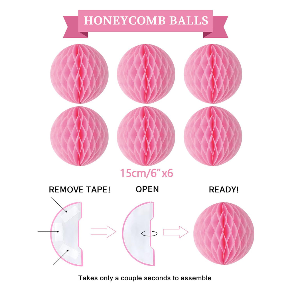 Pink Birthday Decorations Kit 16-Piece Set by LITAUS – Pre-Strung Banner, Honeycomb Balls & Paper Garland for Women, Girls, Teens, Adults