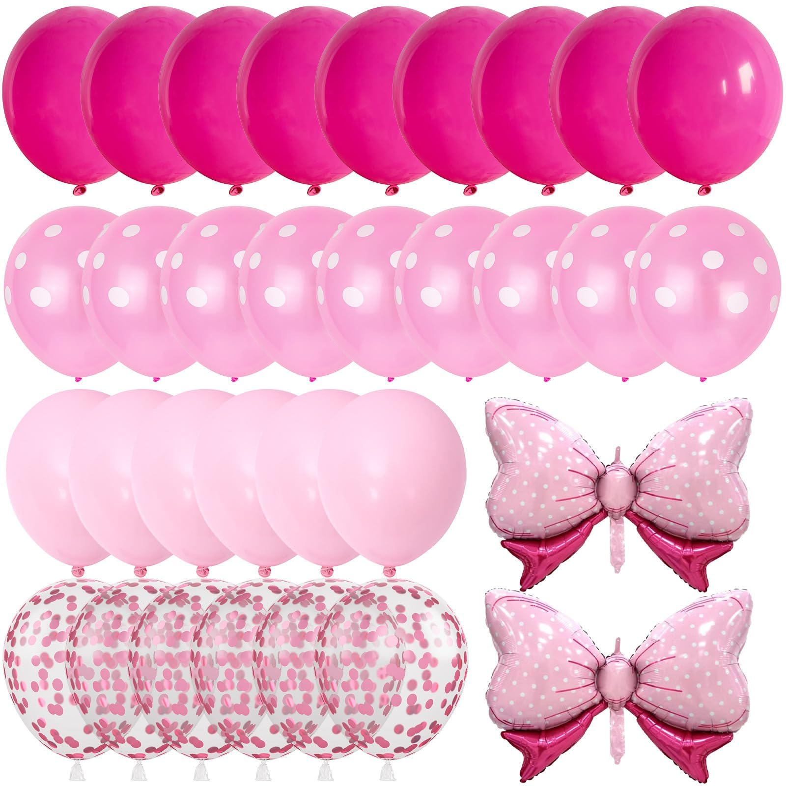 Pink Bow Balloon Set – 62 Pieces of Foil and Latex Balloons for Parties