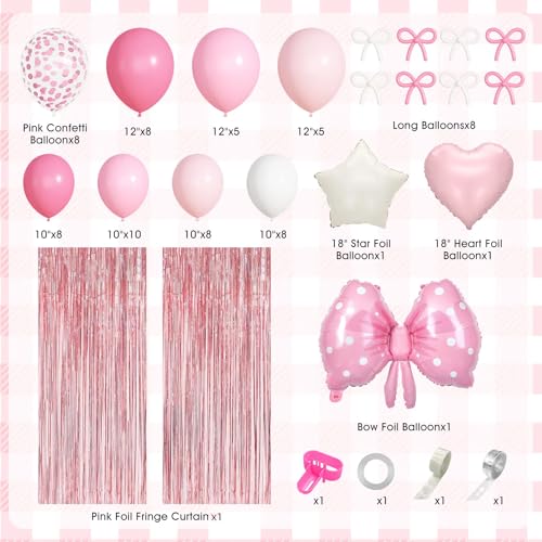 Pink Bow Birthday Decorations Kit – Coquette Party Supplies with Balloons, Banner & More