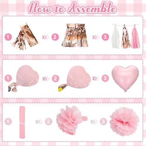 Pink Bow Birthday Decorations Kit – Coquette Party Supplies with Balloons, Banner & More