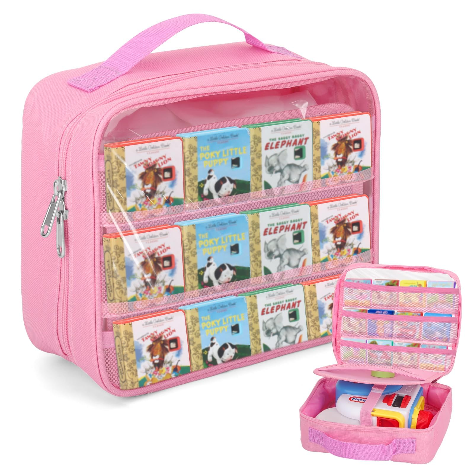 Pink Carrying Case for Little Tikes Story Dream Machine Books, Figures & Starter Set - Portable Storage Bag with Handle by RZYLKA