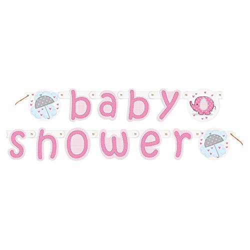 Pink Elephant Baby Shower Banner - 5.24ft Umbrellaphants Decoration