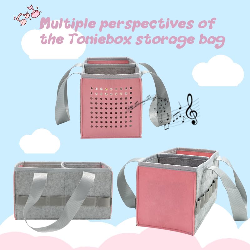 Pink Felt Storage Bag for Toniebox Starter Set – Portable Handbag for Tonies Figures and Accessories