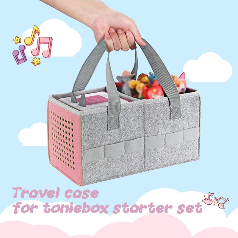 Pink Felt Storage Bag for Toniebox Starter Set – Portable Handbag for Tonies Figures and Accessories