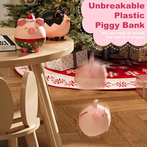 Pink Piggy Bank for Girls – Unbreakable Vinyl Coin Bank for Kids, Toddlers