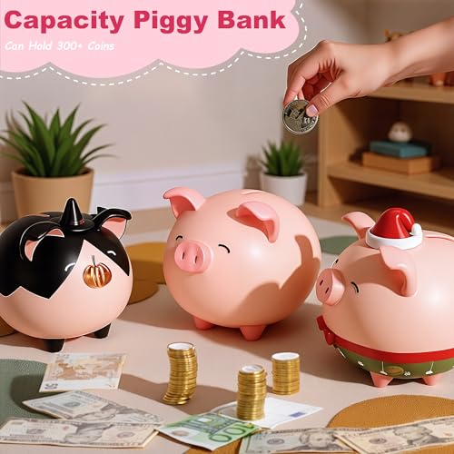 Pink Piggy Bank for Girls – Unbreakable Vinyl Coin Bank for Kids, Toddlers