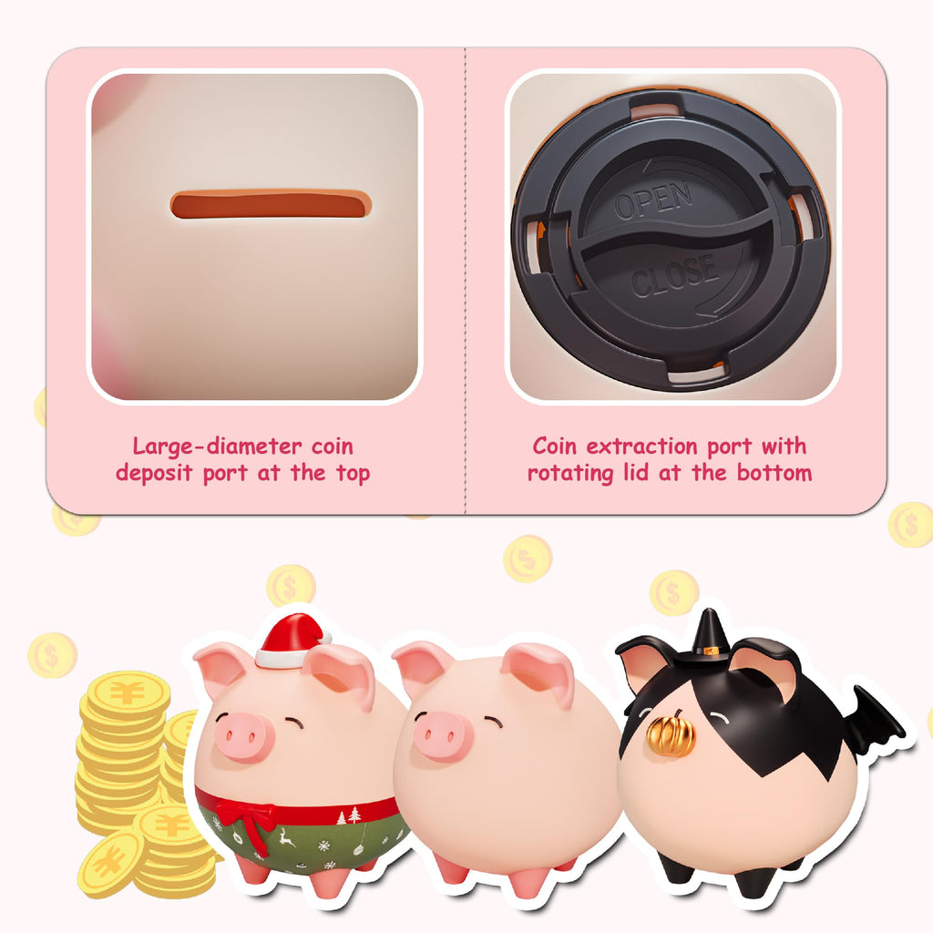 Pink Piggy Bank for Girls – Unbreakable Vinyl Coin Bank for Kids, Toddlers
