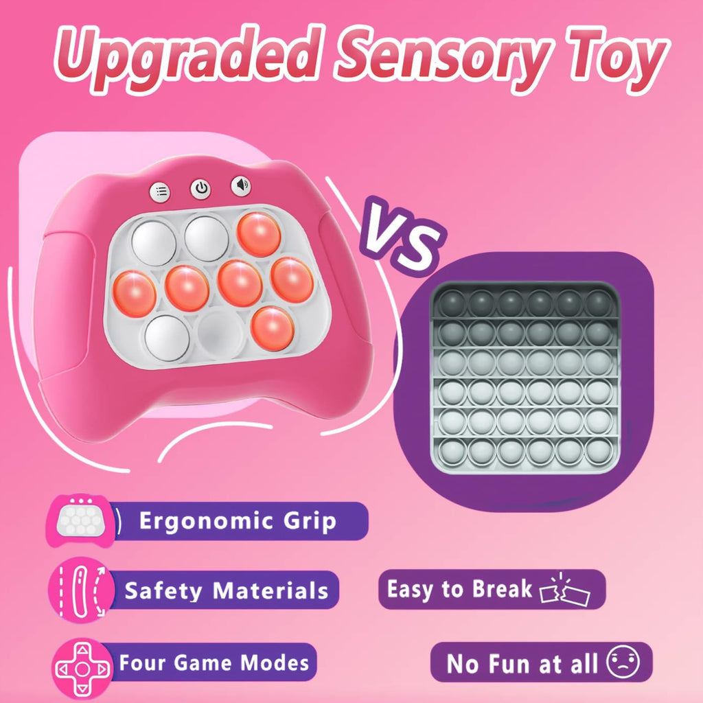 Pink Pop Push Game Toy for Kids - Handheld Fidget Toy with 4 Game Modes, Lights and Music, Ages 3-12