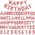 Pink Rose Gold Happy Birthday Balloon Banner - 75pc 16-inch Foil Letter Set by bigmaigo