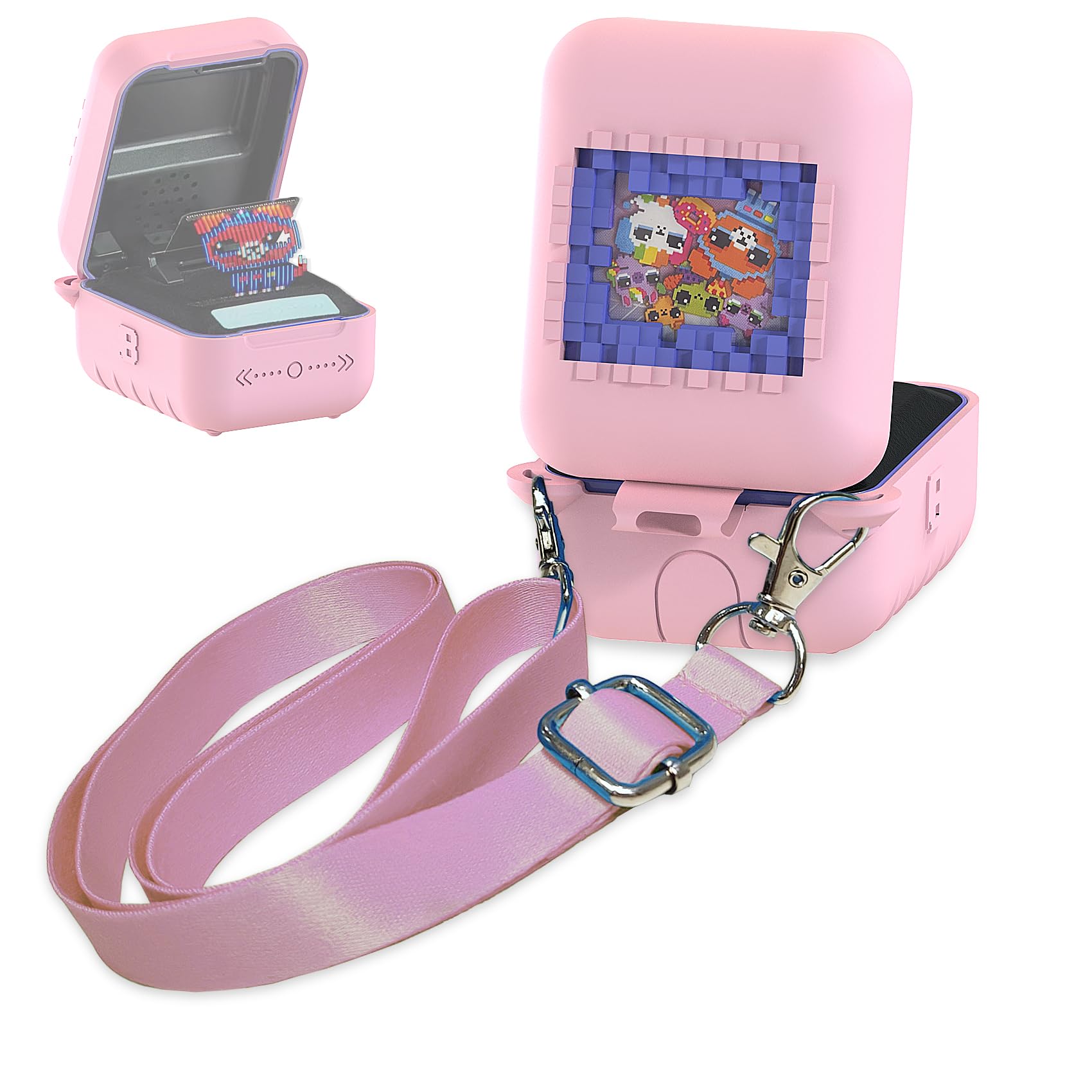 Pink Silicone Case for Bitzee Original Digital Pet with Lanyard - RAWECUD Protective Cover